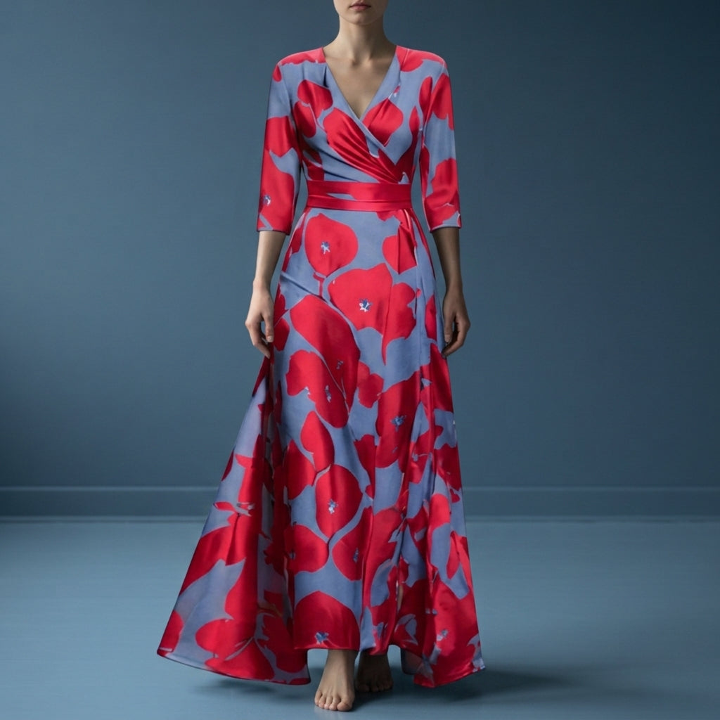 Powder Blue / Crimson Floral