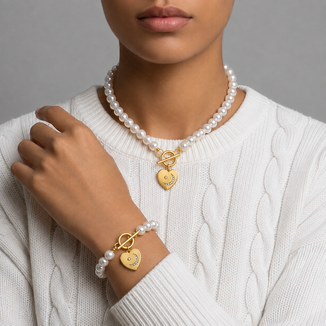 Mojacar Pearl Heart Jewelry Set