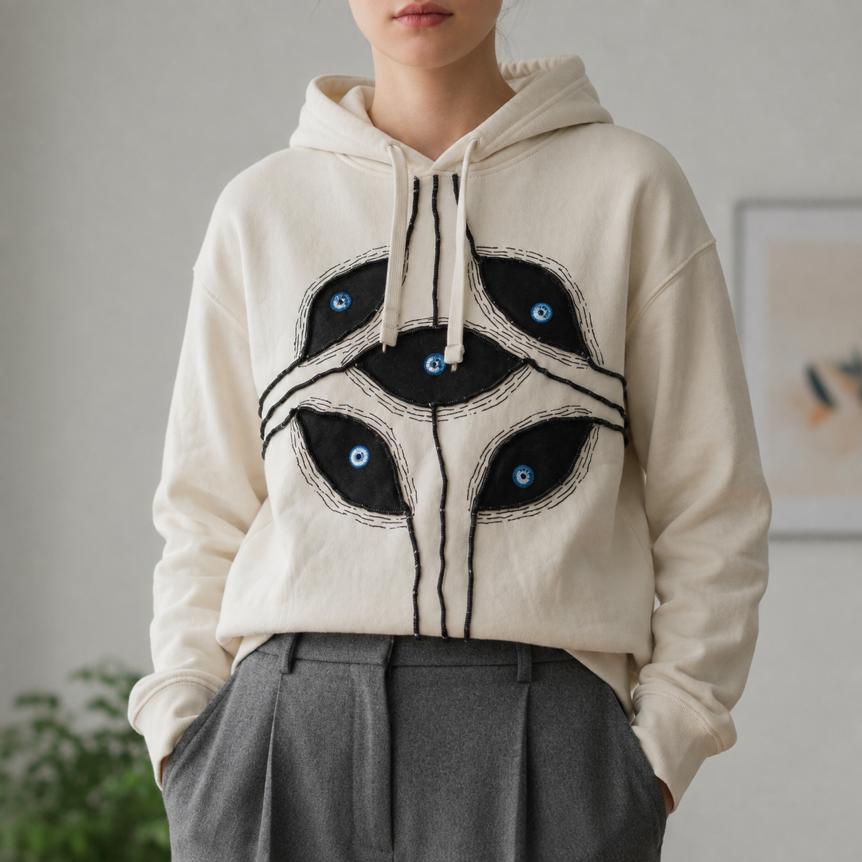 Symi Eye Patchwork Hoodie