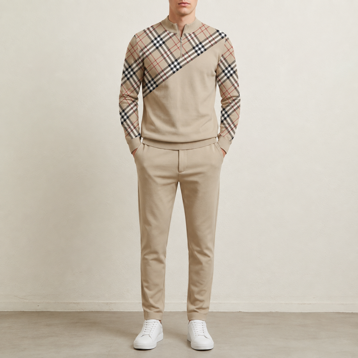 Calvero Zip Neck Two-Piece Set