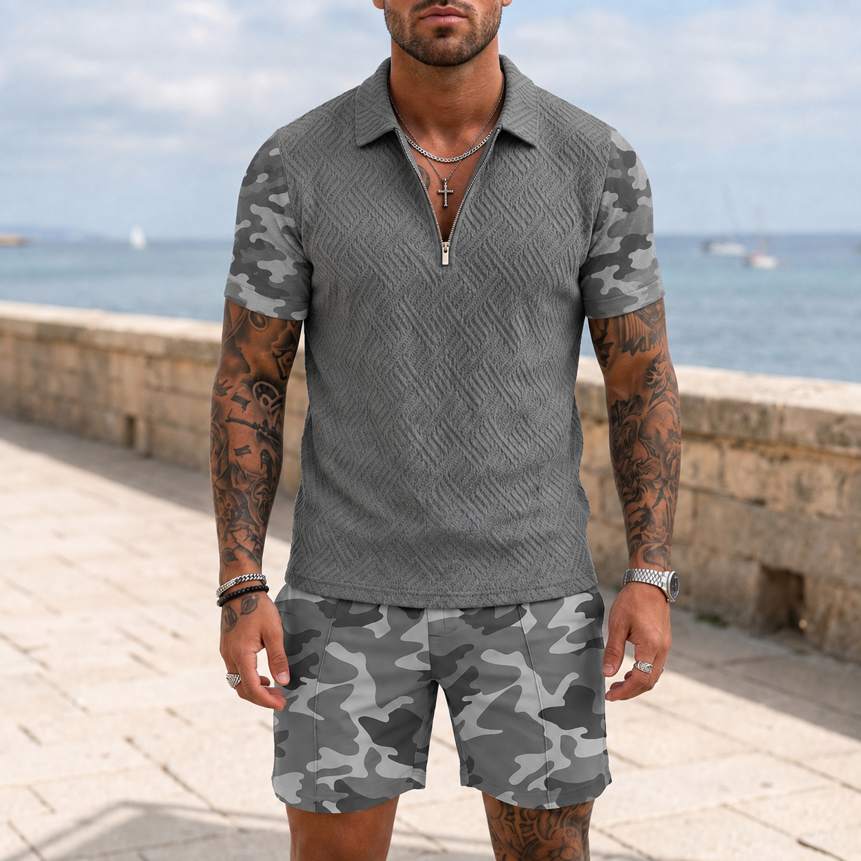Split Zip Polo Co-Ord Set