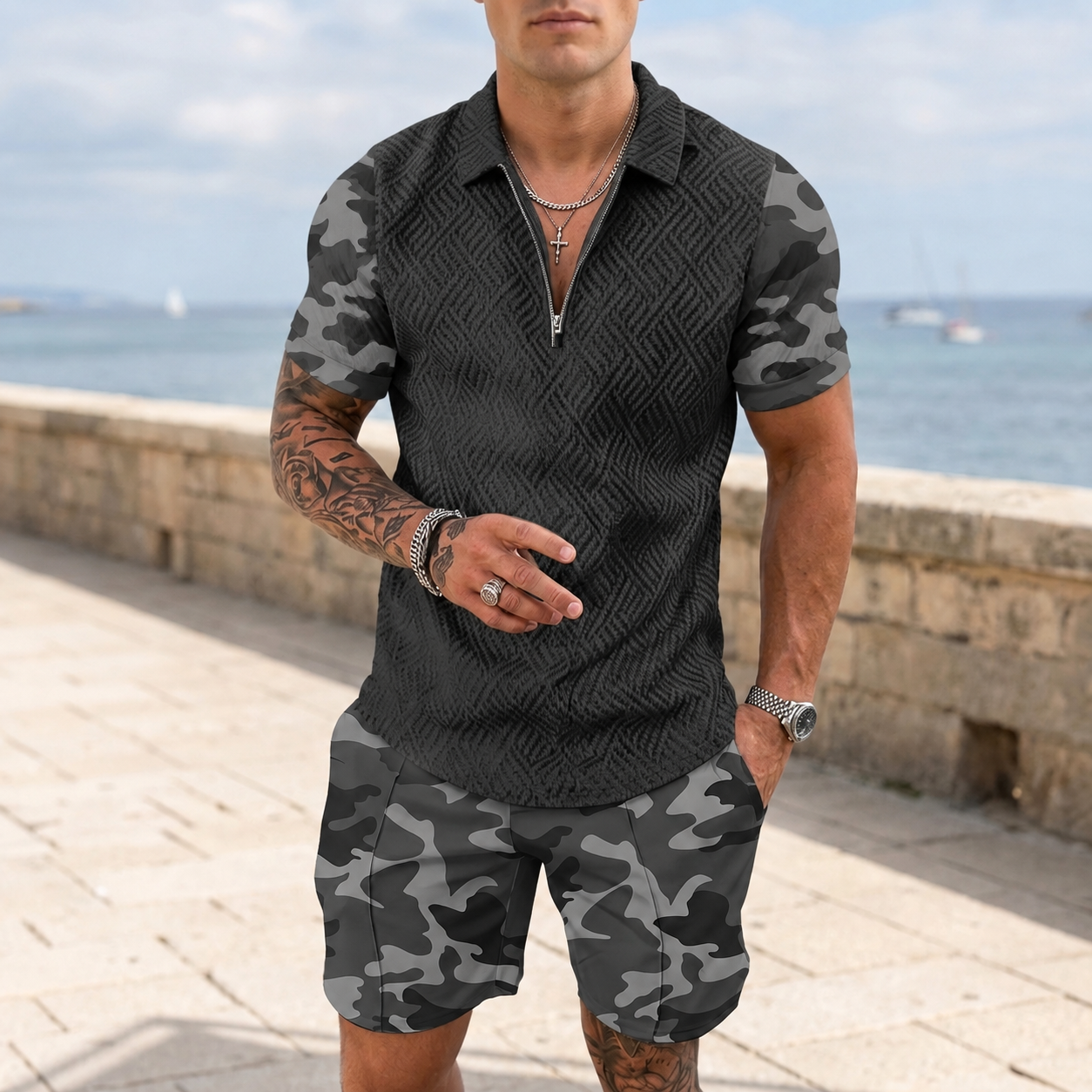 Split Zip Polo Co-Ord Set