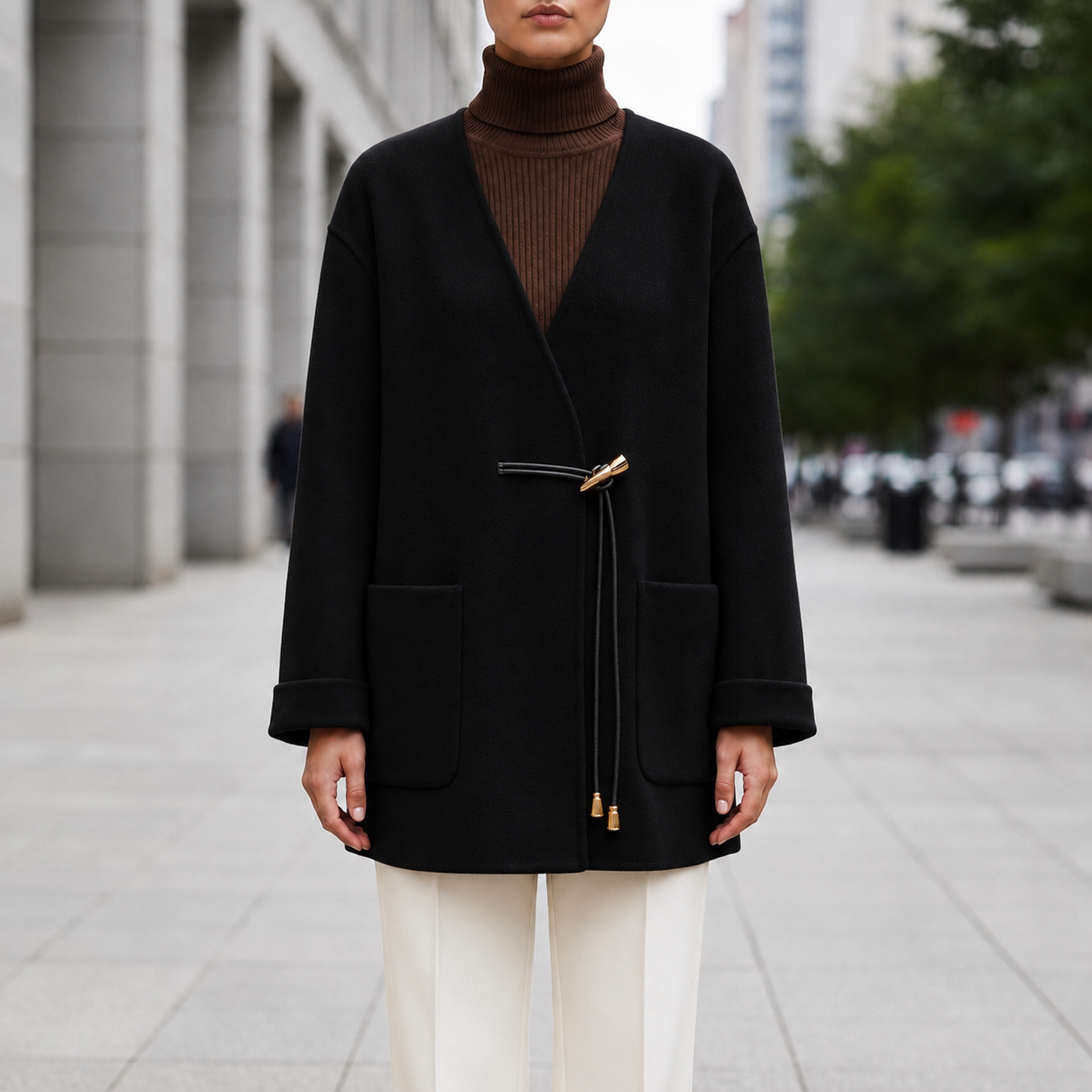 Jerez Belted Wool Cape Coat