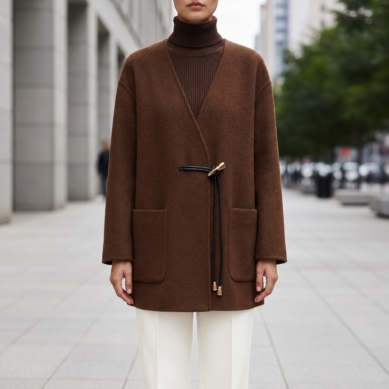Jerez Belted Wool Cape Coat