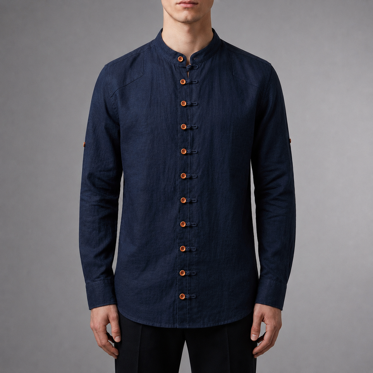 Skopelos Mandarin Collar Linen Shirt