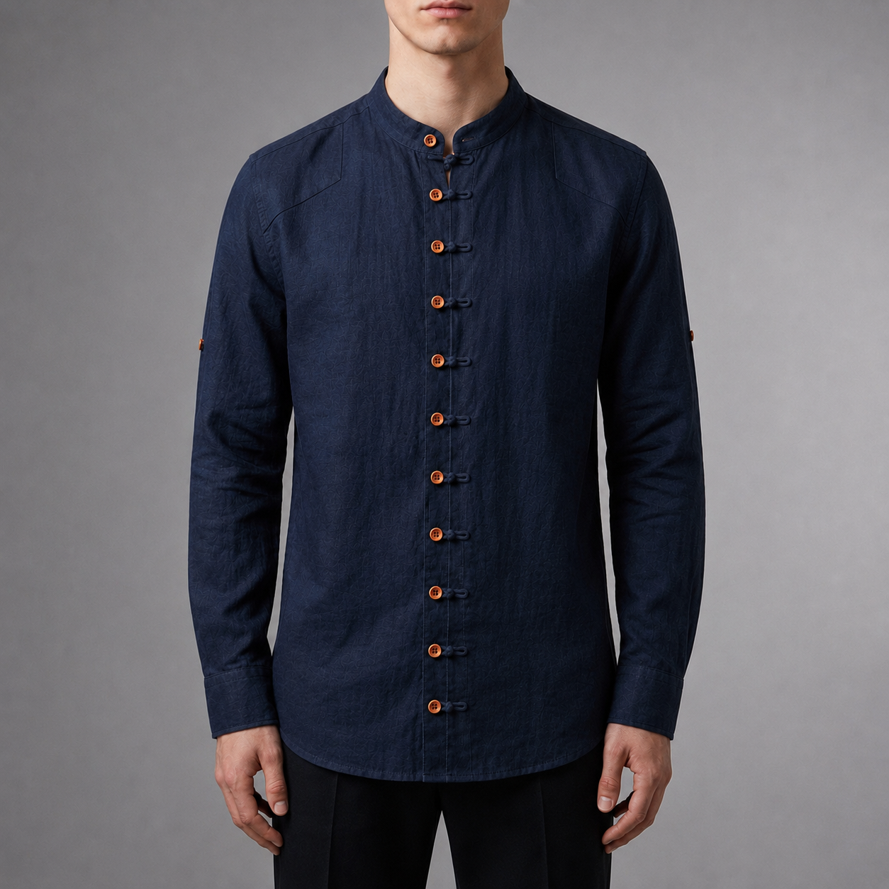 Skopelos Mandarin Collar Linen Shirt