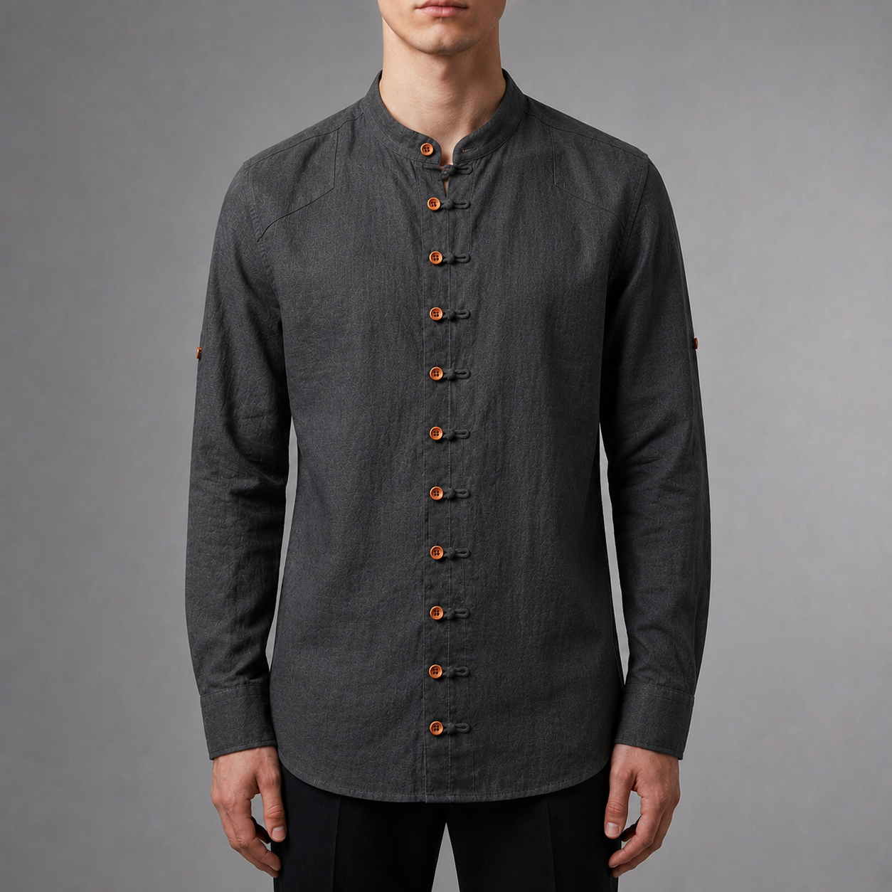 Skopelos Mandarin Collar Linen Shirt