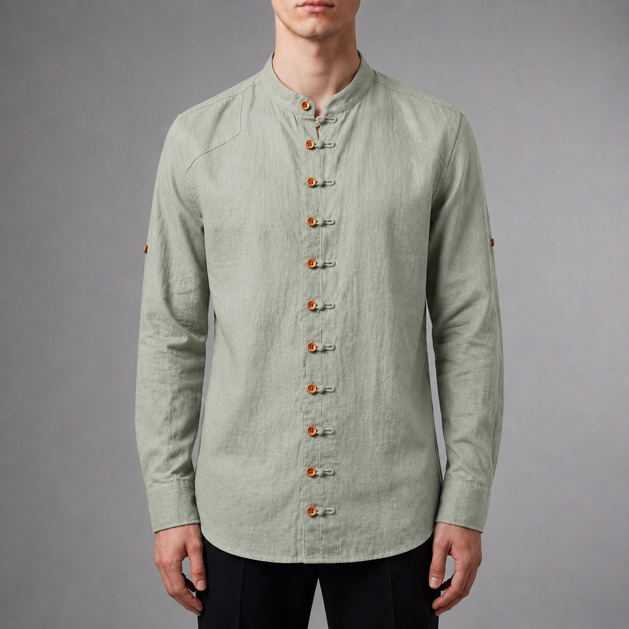 Skopelos Mandarin Collar Linen Shirt
