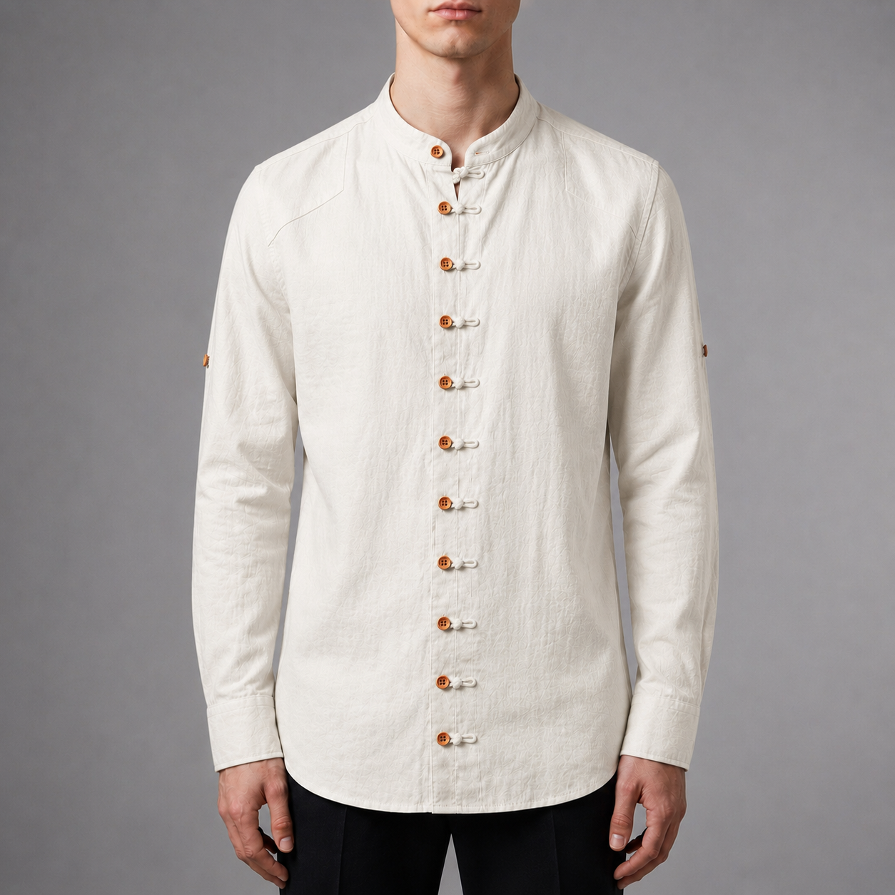 Skopelos Mandarin Collar Linen Shirt